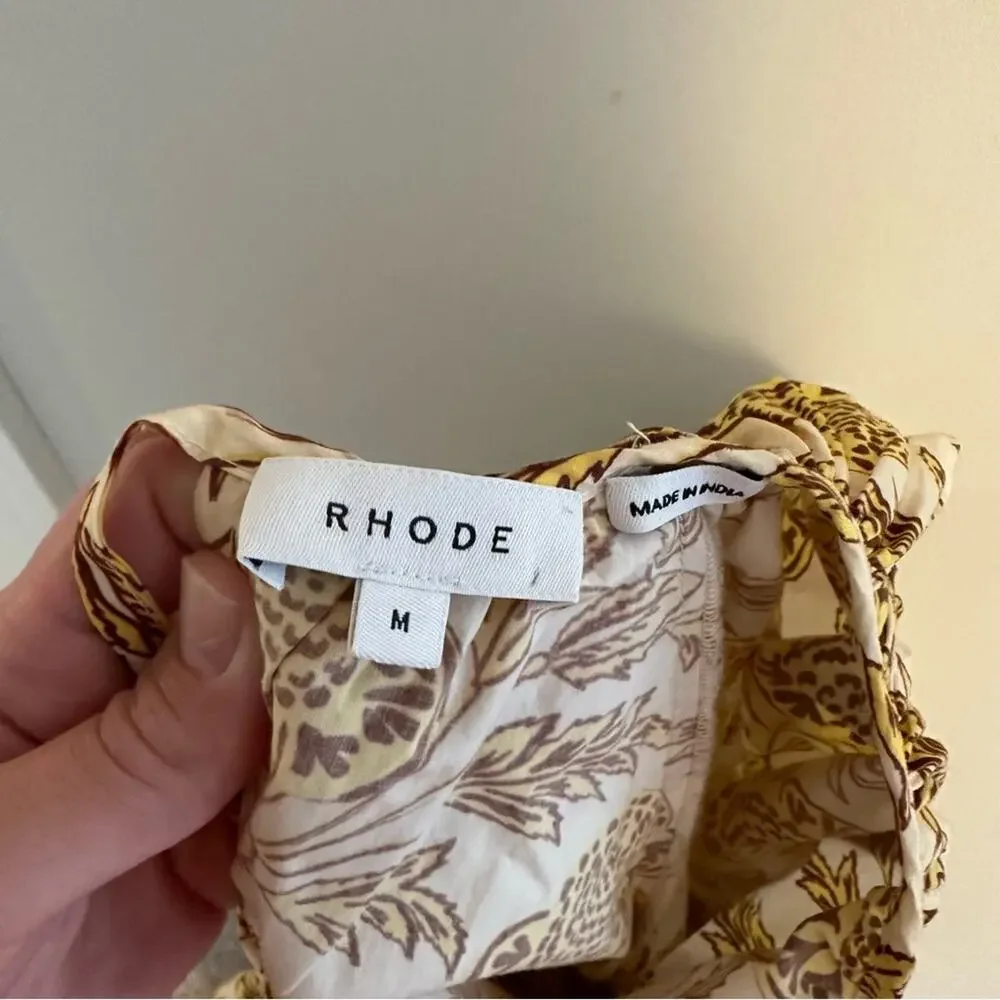 RHODE Cream Yellow Floral Puff Sleeve Blouse Medium